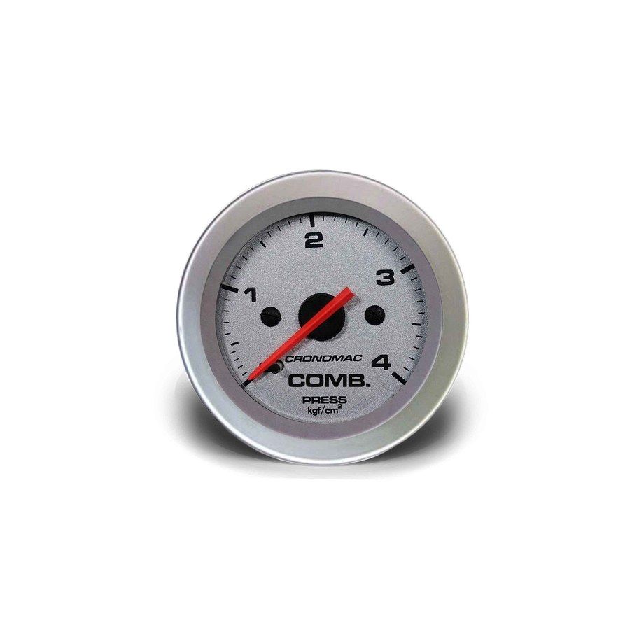 Manometro 52MM Pressao de Combustivel 4KG Racing Prata Cronomac
